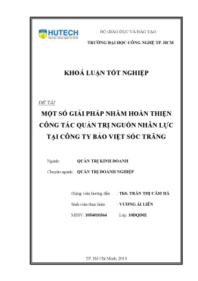 Luận văn thạc sĩ hay một số giải pháp nhằm hoàn thiện công tác quản trị nguồn nhân lực tại công ty bảo việt sóc trăng