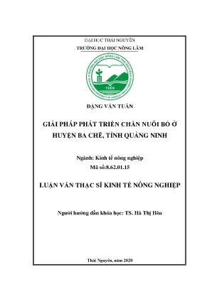 Luận văn thạc sĩ hay giải pháp phát triển chăn nuôi bò ở huyện ba chẽ tỉnh quảng ninh