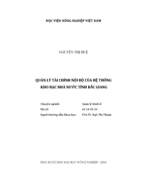 Luận văn thạc sĩ vnua quản lý tài chính nội bộ của hệ thống kho bạc nhà nước tỉnh bắc giang