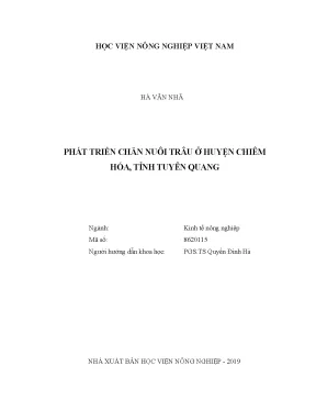 Luận văn thạc sĩ vnua phát triển chăn nuôi trâu ở huyện chiêm hóa tỉnh tuyên quang