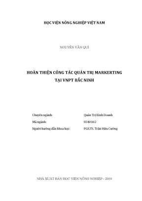 Luận văn thạc sĩ vnua hoàn thiện công tác quản trị marketing tại vnpt bắc ninh