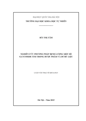 Luận văn thạc sĩ hus nghiên cứu phương pháp định lượng một số glycoside tim trong dược phẩm và dược liệu