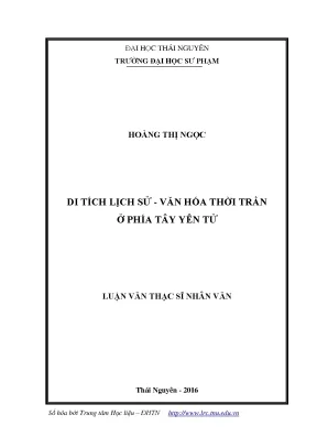 Luận văn thạc sĩ hay di tích lịch sử văn hóa thời trần ở phía tây yên tử