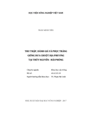 Luận văn thạc sĩ vnua thu thập đánh giá và phục tráng giống dưa chuột địa phương tại thủy nguyên hải phòng