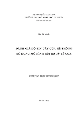 Luận văn thạc sĩ hus đánh giá độ tin cậy của hệ thống sử dụng mô hình rủi ro tỷ lệ cox