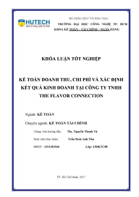 Luận văn thạc sĩ hay kế toán doanh thu chi phí và xác định kết quả kinh doanh tại công ty tnhh the flavor connection
