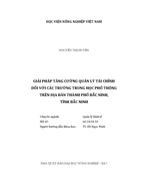 Luận văn thạc sĩ vnua giải pháp tăng cường quản lý tài chính đối với các trường trung học phổ thông trên địa bàn thành phố bắc ninh tỉnh bắc ninh