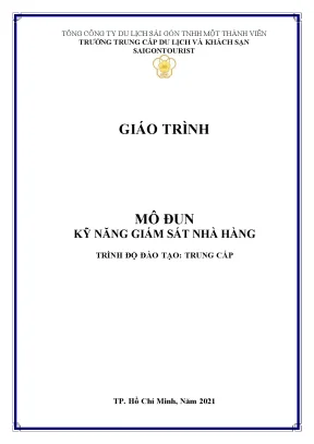 Giáo trình kỹ năng giám sát nhà hàng trình độ trung cấp