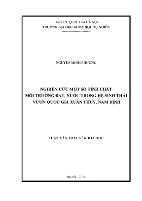 Luận văn thạc sĩ hus nghiên cứu một số tính chất môi trường đất nước trong hệ sinh thái vườn quốc gia xuân thủy nam định