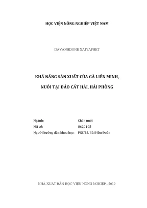 Luận văn thạc sĩ vnua khả năng sản xuất của gà liên minh nuôi tại đảo cát hải hải phòng