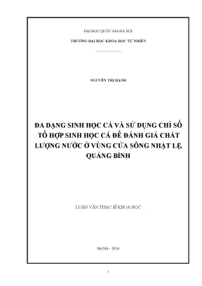 Luận văn thạc sĩ hus đa dạng sinh học cá và sử dụng chỉ số tổ hợp sinh học cá để đánh giá chất lượng nước vùng cửa sông nhật lệ quảng bình 20