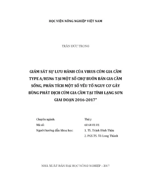 Luận văn thạc sĩ vnua giám sát sự lưu hành của virus cúm gia cầm type a h5n6 tại một số chợ buôn bán gia cầm sống phân tích một số yếu tố nguy cơ gây bùng phát dịch cúm gia cầm tại tỉnh lạng sơn giai đoạn 2016 2017