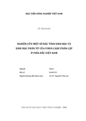 Luận văn thạc sĩ vnua nghiên cứu một số đặc tính sinh học và sinh học phân tử của virus care phân lập ở phía bắc việt nam
