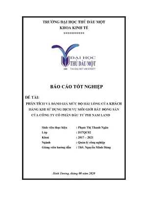 Khóa luận tốt nghiệp phân tích và đánh giá mức độ hài lòng của khách hàng khi sử dụng dịch vụ môi giới bất động sản của công ty cổ phần đầu tư phi nam land