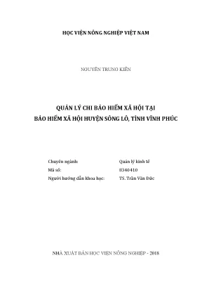 Luận văn thạc sĩ vnua quản lý chi bảo hiểm xã hội tại bảo hiểm xã hội huyện sông lô tỉnh vĩnh phúc