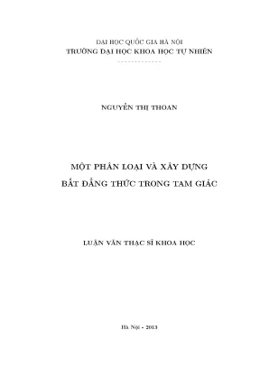 Luận văn thạc sĩ hus một phân loại và xây dựng bất đẳng thức trong tam giác