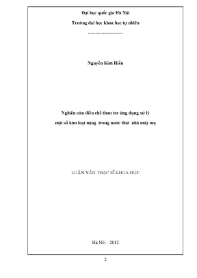 Luận văn thạc sĩ hus nghiên cứu điều chế than tre ứng dụng xử lý một số kim loại nặng trong nước thải nhà máy mạ