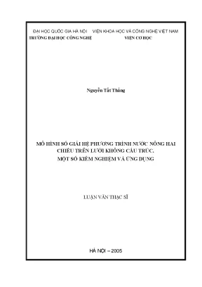 Luận văn thạc sĩ hus mô hình số giải hệ phương trình nước nông hai chiều trên lưới không cấu trúc một số kiểm nghiệm và ứng dụng