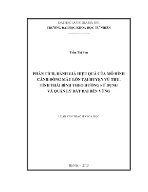 Luận văn thạc sĩ hus phân tích đánh giá hiệu quả của mô hình cánh đồng mẫu lớn tại huyện vũ thư tỉnh thái bình theo hướng sử dụng và quản lý đất bền vững