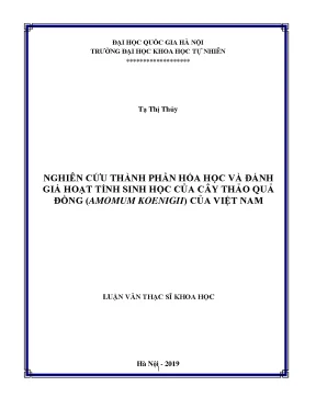 Luận văn thạc sĩ hus nghiên cứu thành phần hóa học và đánh giá hoạt tính sinh học của cây thảo quả đồng amomum koenigii của việt nam