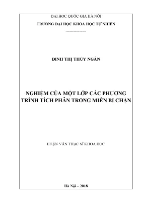 Luận văn thạc sĩ hus nghiệm của một lớp các phương trình tích phân trong miền bị chặn