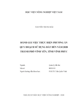 Luận văn thạc sĩ vnua đánh giá việc thực hiện phương án quy hoạch sử dụng đất đến năm 2020 thành phố vĩnh yên tỉnh vĩnh phúc