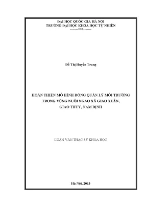 Luận văn thạc sĩ hus hoàn thiện mô hình đồng quản lý môi trường trong vùng nuôi ngao xã giao xuân giao thủy nam định