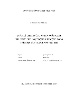 Luận văn thạc sĩ vnua quản lý chi thường xuyên ngân sách nhà nước cho hoạt động y tế cộng đồng trên địa bàn thành phố việt trì