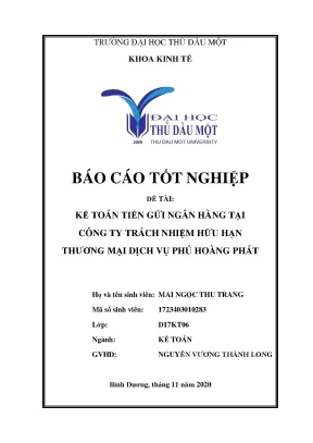 Khóa luận tốt nghiệp kế toán tiền gửi ngân hàng tại công ty tnhh thương mại dịch vụ phú hoàng phát