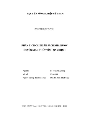 Luận văn thạc sĩ vnua phân tích chi ngân sách nhà nước huyện giao thủy tỉnh nam định