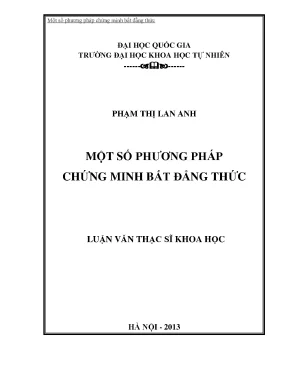 Luận văn thạc sĩ hus một số phương pháp chứng minh bất đẳng thức luận án ths toán học 60 46 01 13