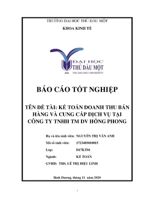Khóa luận tốt nghiệp kế toán doanh thu bán hàng và cung cấp dịch vụ tại công ty tnhh hồng phong