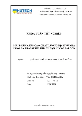 Luận văn thạc sĩ hay giải pháp nâng cao chất lượng dịch vụ nhà hàng la brasserie khách sạn nikko sài gòn
