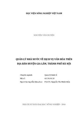 Luận văn thạc sĩ vnua quản lý nhà nước về dịch vụ văn hóa trên địa bàn huyện gia lâm thành phố hà nội