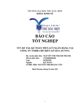Khóa luận tốt nghiệp kế toán tiền gửi ngân hàng tại công ty tnhh chế biến gỗ hoa dương