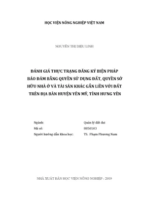 Luận văn thạc sĩ vnua đánh giá việc thực hiện chính sách bồi thường hỗ trợ tái định cư khi nhà nước thu hồi đất ở một số dự án trên địa bàn huyện phù ninh tỉnh phú thọ