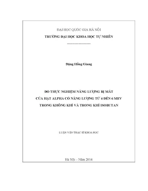 Luận văn thạc sĩ hus đo thực nghiệm năng lượng bị mất của hạt alpha có năng lượng từ 4 đến 6 mev trong không khí và trong khí isobutan
