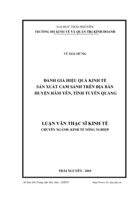 Luận văn thạc sĩ hay đánh giá hiệu quả kinh tế sản xuất cam sành trên địa bàn huyện hàm yên tỉnh tuyên quang