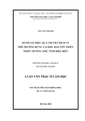 Luận văn thạc sĩ hay đánh giá hiệu quả chi trả dịch vụ môi trường rừng tại khu bảo tồn thiên nhiên mường nhé tỉnh điện biên