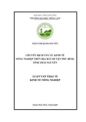 Luận văn thạc sĩ hay chuyển dịch cơ cấu kinh tế nông nghiệp trên địa bàn huyện phú bình tỉnh thái nguyên