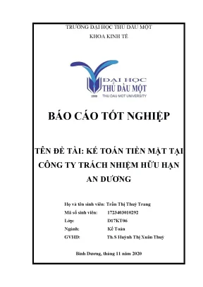 Khóa luận tốt nghiệp kế toán tiền mặt tại công ty tnhh an dương