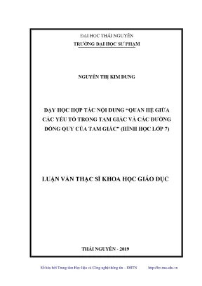 Luận văn thạc sĩ hay dạy học hợp tác nội dung quan hệ giữa các yếu tố trong tam giác và các đường đồng quy của tam giác hình học lớp 7