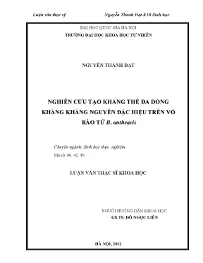 Luận văn thạc sĩ hus nghiên cứu tạo kháng thể đa dòng kháng kháng nguyên đặc hiệu trên vỏ bào tử b anthracis