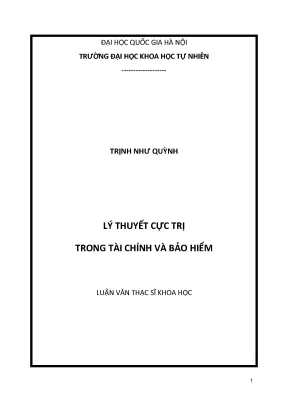 Luận văn thạc sĩ hus lý thuyết cực trị trong tài chính và bảo hiểm
