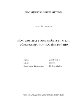 Luận văn thạc sĩ vnua nâng cao chất lượng nhân lực tại khu công nghiệp thụy vân tỉnh phú thọ