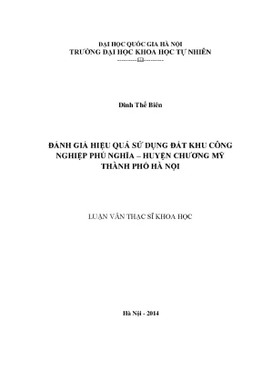 Luận văn thạc sĩ hus đánh giá hiệu quả sử dụng đất khu công nghiệp phú nghĩa huyện chương mỹ thành phố hà nội