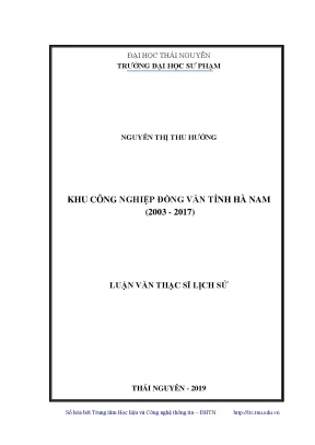 Luận văn thạc sĩ hay khu công nghiệp đồng văn tỉnh hà nam 2003 2017
