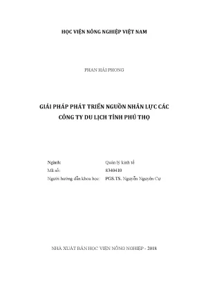 Luận văn thạc sĩ vnua giải pháp phát triển nguồn nhân lực các công ty du lịch tỉnh phú thọ