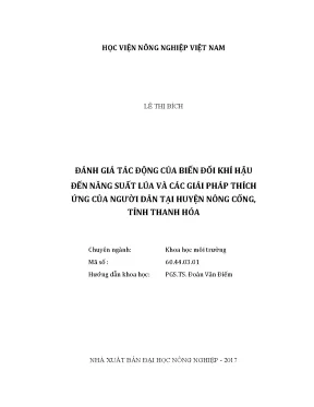 Luận văn thạc sĩ vnua đánh giá tác động của biến đổi khí hậu đến năng suất lúa và các giải pháp thích ứng của người dân tại huyện nông cống tỉnh thanh hóa