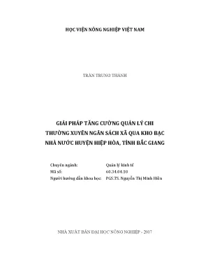 Luận văn thạc sĩ vnua giải pháp tăng cường quản lý chi thường xuyên ngân sách xã qua kho bạc nhà nước huyện hiệp hòa tỉnh bắc giang